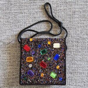 Sorpresa Multicolor Evening Bag‎ Small Beaded Purse Handbag with Shoulder Strap.